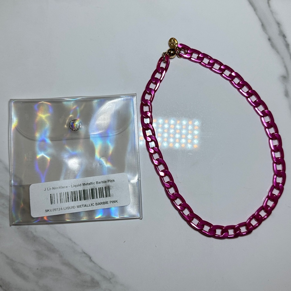 BAR by Alexa Rae J Lo Liquid Metallic Pink Necklace
